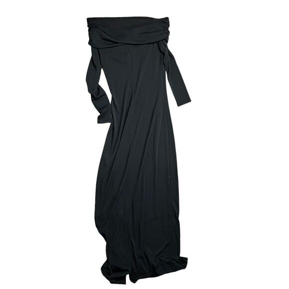 J Crew Collection Dress WMNS XXS Black Off The Shoulder Matte Maxi Jersey BV841 - Picture 13 of 14